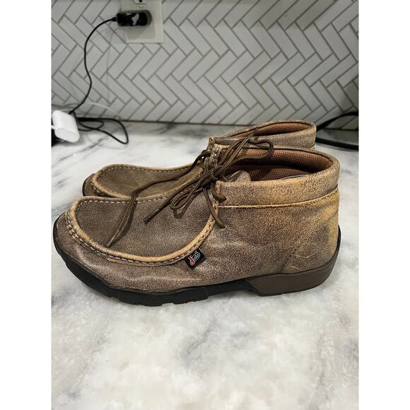 Justin Cappie Moc Toe Chukka Boots Men’s 9M Brown Leather Work Casual Shoes - Picture 1 of 13